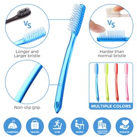 Zopeal Extra Hard and Firm Toothbrush for Adults Bulk Huge Large Long Head Bristle Full Head Manual Toothbrush for Whitening Cleaning(8 Pieces)