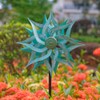 Viveta Metal Wind Spinners,53.5" Kinetic Wind Sculptures,Green Garden Pinwheels Double