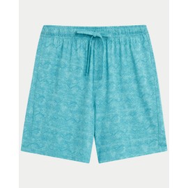 CARIBBEAN JOE Men's Lightweight Sleepwear Pajama Shorts, 100% Cotton PJs with Calm Biscay Bay Print, Sleep Bottoms, Teal, X-Large