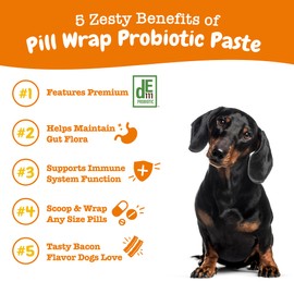 Zesty Paws Pill Wrap Probiotic Paste for Dogs - Immune & Digestive System Support - Bacon Flavor - with DE111 Bacillus subtilis - Pockets Any Pill, Tablet & Capsule for Your Dog - 4.2oz - 60 Portions