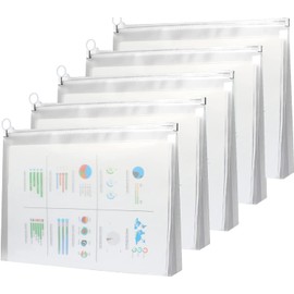 5 Stück Hohe Kapazität A4 Reißverschluss Brieftasche Transparent Umschlagmappen Dokumententasche A4 Kunststoffmappen Brieftasche Ordner dokumententaschen für Büros Liefert Hausaufgaben Kosmetik