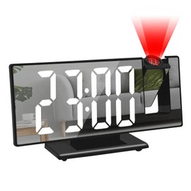 Lichamp Projection Alarm Clocks Bedside,180° Rotatable Projector Mirrorautomatic Brightness,LED Digital Clock USB Powered,4 Volume Levels, Night Mode, Temperature, Time, Date for Home and Kids