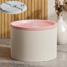 Ceramic Cat Water Fountain 33.82oz/1L Automatic Super Silent Pet Drinking Dispenser with 7 Replacement Filters Dog Water Bowl Dispenser - for Pets Indoor（Ceramic Pink）