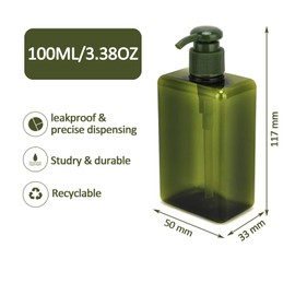 Apstaqeoo 2Pcs 100ML Empty Lotion Pump Dispenser Refillable Plastic Pump Bottles Travel Container With 6 Label for Lotion Shampoo Conditioner Body Wash Hair Gel Liquid Hand Soap Massage Oil (Green)