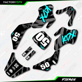 Factory EFX Black & Cyan Fierce Racing Graphics kit Fits 03-06 Kawasaki Kdx50 Kdx 50 Decal - Standard kit