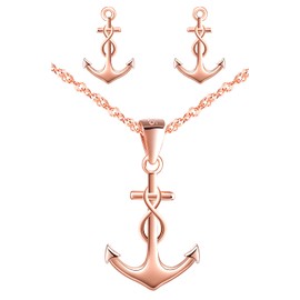 Yumilok Women's Necklace Earrings Jewellery Set 925 Sterling Silver Star with Infinity Symbol Infinity Anchor Pendant for Women Children, Sterling Silver, Cubic Zirconia