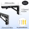 Hocansen 2Pcs Metal Foldable Brackets L Shelf Collapsible Brackets Black