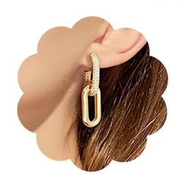 14K Gold Plated Earrings Set for Women, Boho Dangle and Chunky Chain Links, Hypoallergenic Lightweight Statement Jewelry.