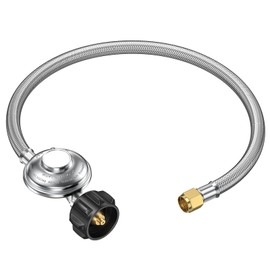 Alloxity Propane Regulator with Hose, 2FT Stainless Steel & PVC Hose, 0-1Psi Low Pressure Regulator, Fits Weber Genesis/Summit Grill/Blackstone 28"&36" Griddle