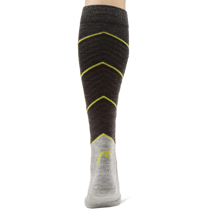 HEAD Unisex Kneehigh socks, Dark grey / yellow, 31