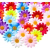 WILLBOND 100 Packs Fabric Daisy Flower Heads Faux Flowers 4 cm Artificial Daisies Craft for Easter Bonnet Wedding Party Decorations (Mixed Color)