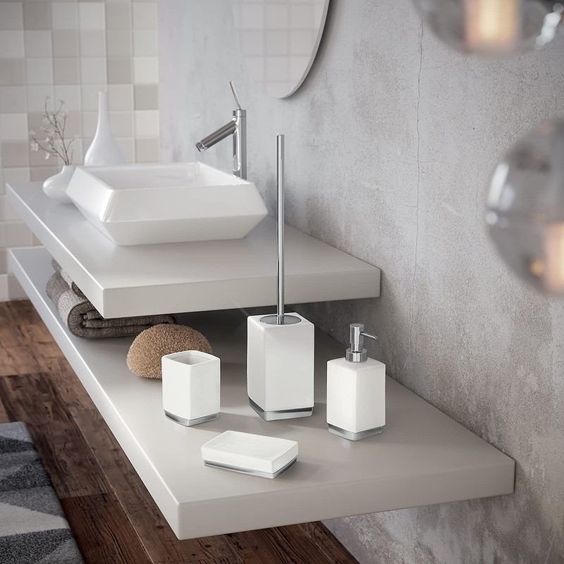 Gedy G-Lucy White Ceramic Soap Dispenser for Bathroom, Dimensions: 17.5