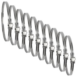 5" Inch Ducting Clamp - 10 Pieces of Adjustable Stainless Steel Duct Hose Clamps with Worm Gear - Wide Diameter Range Fastener for Flexible Ducting (Pack of 10)