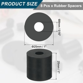 sourcing map 8Pcs Thick Rubber Spacer, 1 Inch OD x 5/16 Inch ID x 1 Inch Thickness