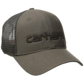 Carhartt Men's Canvas Mesh-Back Logo Graphic Cap, Light Brown, One Size