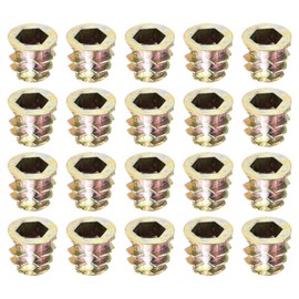 sourcing map 100Pcs Threaded Inserts, M6-1x10 Zinc Alloy Hex-Flanged Nut Threaded Inserts, Hex Socket Drive Nut Threaded Inserts Bolt Fastener Connector for Wood, Furniture Nuts