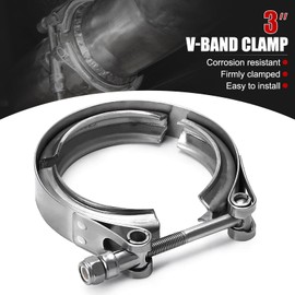 EVTSCAN 3-Inch Universal Stainless Steel V-Band Clamp, with T-Bolt, Leak-Proof Exhaust Clamp for Automotive Exhaust Systems, Turbochargers, Intercoolers