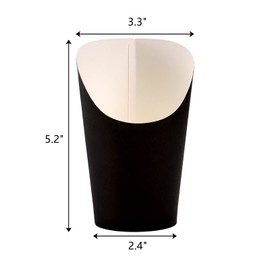 Lawei 100 Pack French Fries Cup, 16 oz Disposable French Fries Holder, Take-out Party Baking Supplies Waffle Popcorn Boxes, Paper Containers Wedding Charcuterie Cups Paper Cones for Food, Black