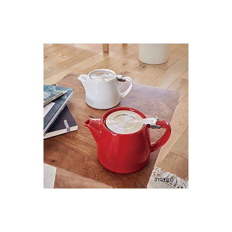 FORLIFE Stump Teapot with SLS Lid and Infuser, 18-Ounce, White
