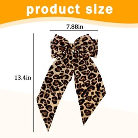 Leopard Print Hair Bow Clip for Women Big Hair Bow Clips Large Leopard Bow Hair Clips with Long Tail Hair Bow Barrette for Girls Cosplay Hair Accessories for Women Girls Christmas Hair Bows