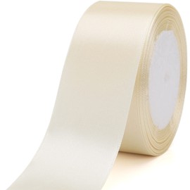 Baocuan 1-1/2 inch Rice White Solid Satin Ribbon 25 Yards 100% Polyester Fabric Soft and Durable for Wedding Invitations, Bridal Bouquets, Sewing, Party Decorations, Gift Wrapping and More