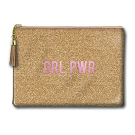 Lady Jayne"GRL PWR" Gold Glitter Large 8" x 11" Cosmetic Bag (83011)