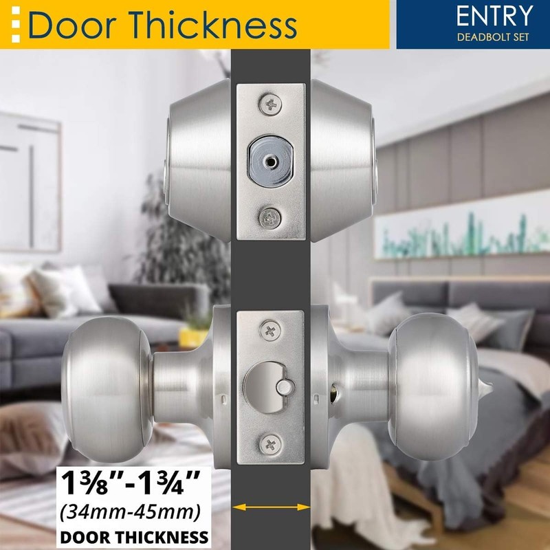 Brotima 3 Pack Keyed Alike Entry Door Knob and Deadbolt