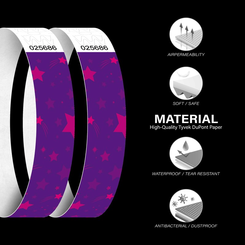WM infinite Tyvek Wristbands for Events, Dream Star Creative Design