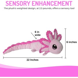 SENSORY4U Weighted Stuffed Animal Axolotl Plush - 22 Inches Long 2.5 LB - Sensory Toy Fun for Kids - Focus Tool for Kids and Adults (Pink)