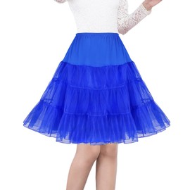Shimaly Falda de tutú para mujer de los años 50, estilo vintage, 66 cm, S-3XL, Azul Royal, US22-US28