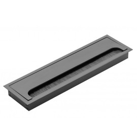 DOJA Barcelona Cable entry for desk, black, rectangular cable organisation, 280 x 80 mm, made of aluminium, cable passage, table hole, desk management