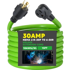Kanayu 15 ft Welder Extension Cord Compatible with Nema L14-30p to 6-50r, 4 Prong Generator to 3 Prong Welder Power Adapter Cord 30 Amp Generator Locking Plug Connector to Welding