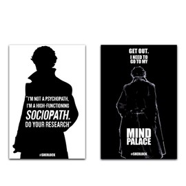 MCSID RAZZ - [ Sherlock Holmes, Benedict Cumberbatch ] Quirky Pack of 2 Poster Without Frame (Sociopath + Mind Palace) (India) Best Friendship Day, Rakhi, Diwali & Christmas Day