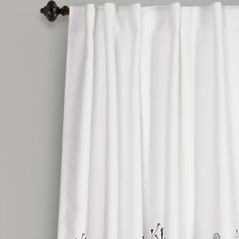 Lush DÉCOR Zuri Flora Curtains Light Filtering Window Panel Set for Living, Dining, Bedroom (Pair), 84 x 52 in, Blue and Coral, 2 Count