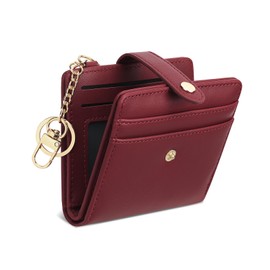 SENDEFN Small Woman Leather Wallet Credit Card Holder with ID Window, Card Wallets for Women with Zipper Coin Pocket and Keychain