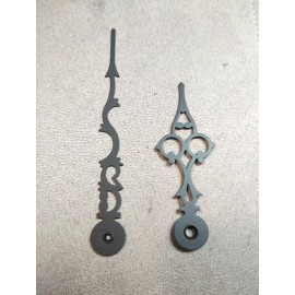 Hermle New Serpentine Black Metal Clock Hands With Brass Hour/Minute Bushings Hermle