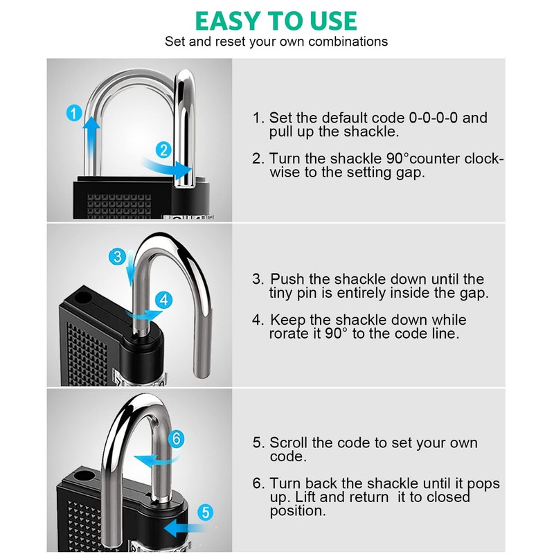 BeskooHome 2 Pack Combination Padlocks, Resettable 4-Digit Gym Locker Padlocks,