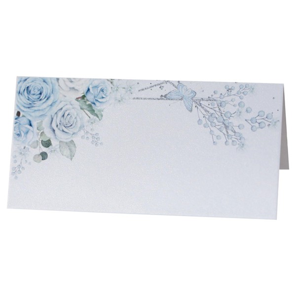 HICOHAND 50 PCS Blue Rose Wedding Table Cards, Laser Cut