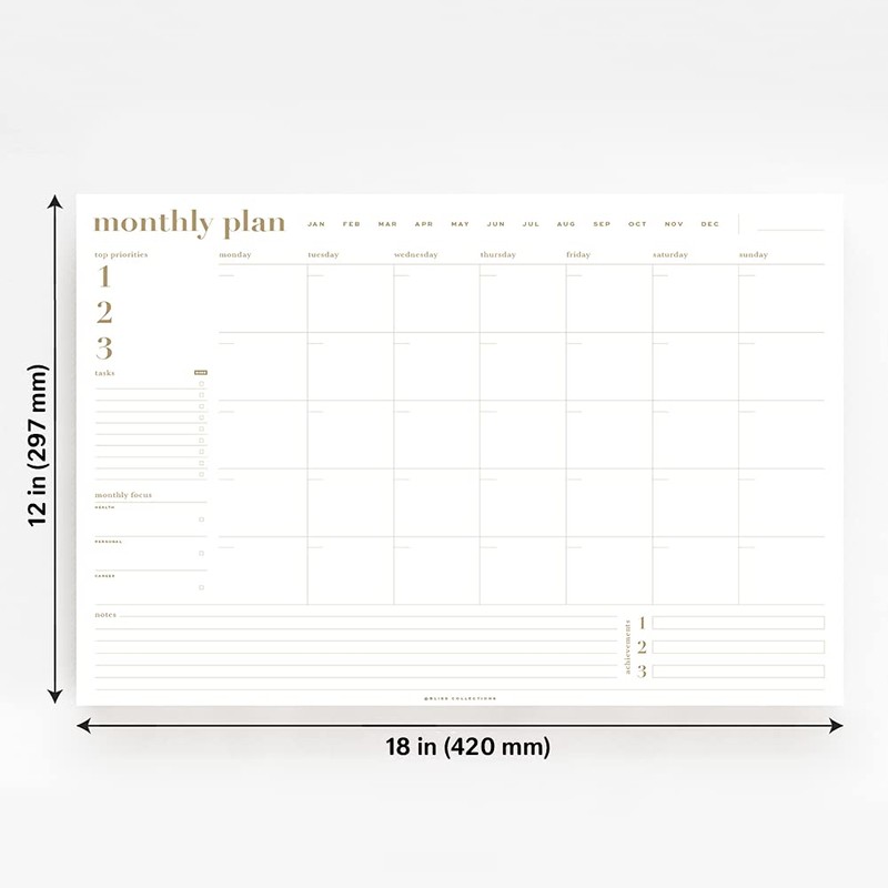 Bliss Collections Monthly Planning Pad, To Do List Notebook -