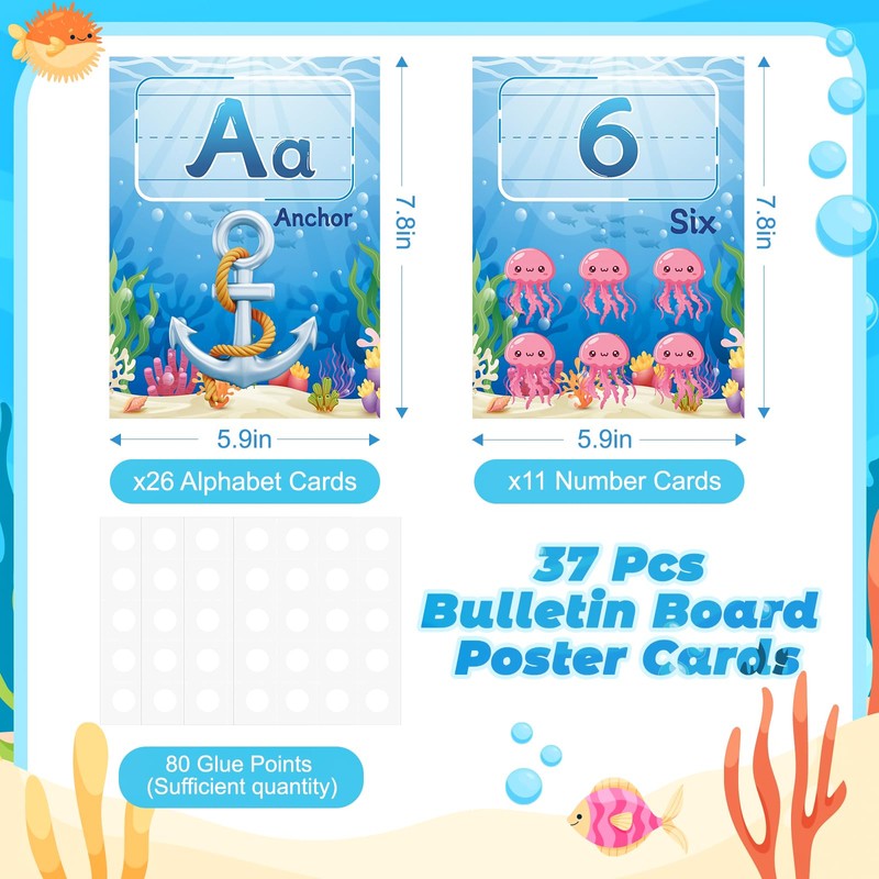 37 Pcs Alphabet for Classroom Wall Under The Sea Bulletin
