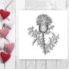 Newstamps Thistle Motif Stamp Large Wooden & Rubber for Card