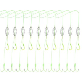 Briny River 10 Pieces 11# Carp Fishing Spring Feeder Hook Bait Trap for Silver Carp and Marble Carp