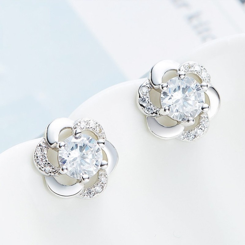 Josfeva Stud Earrings Silver 925, Silver Stud Earrings for Women,