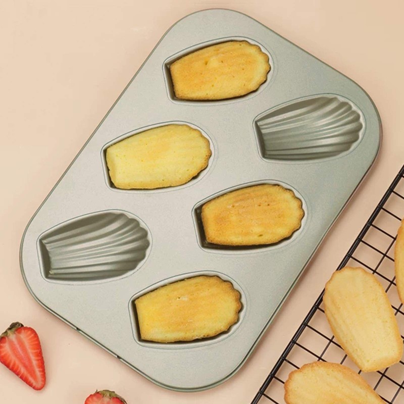 AOGVNA 6-Cup Nonstick Madeleine Pan 2 Pack Heavy Tinned Steel