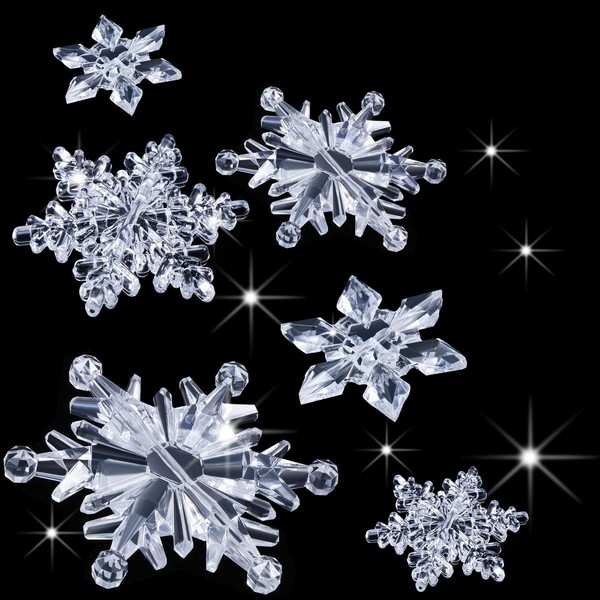 Boao 35 Pieces Acrylic Crystal Snowflakes Ornaments Xmas Tree Pendant DIY Winter Wonderland Snowflake Snow Theme Decoration (Clear)