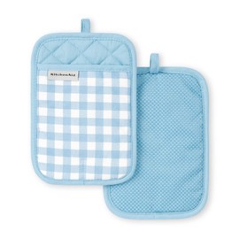 KitchenAid KA Gingham PH Pot Holder Set, 7"x10", Blue Velvet