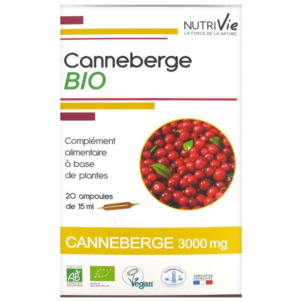 Nutrivie Canneberge Bio 20 Ampoules - VEGAN, BIO - NUTRIVIE - Fabriqué en France