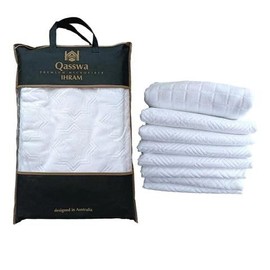 Vanuat Ihram Ehram Ahram for Men, Microfiber, Hajj Umrah Ihram Ehram Towels, Hypoallergenic, Quick-Drying, Lightweight, Breathable, 2 Count, White, Adult Size (Microfiber)