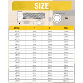 Caianwin M6 Screws 10 Pcs, DIN 912 Stainless（A2 V2A）M6 X 40 Allen Socket Head Cap Screws/Bolt, Fully Threaded Hex Head Bolts for m6 Washer & Nuts