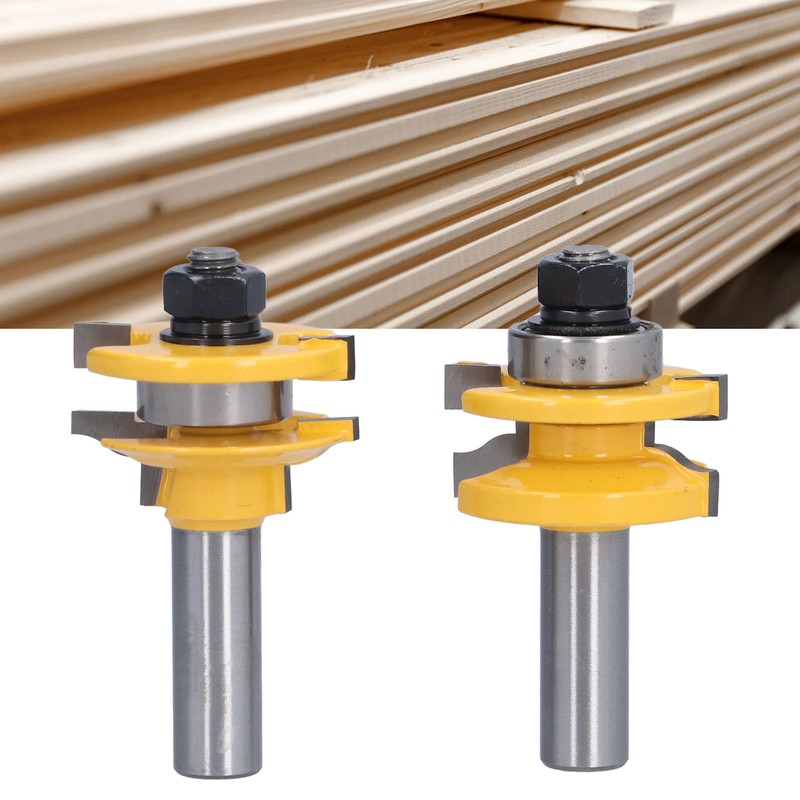 2Pcs 1/2in Shank Router Bit Woodworking Cabinet Door Carbon Steel